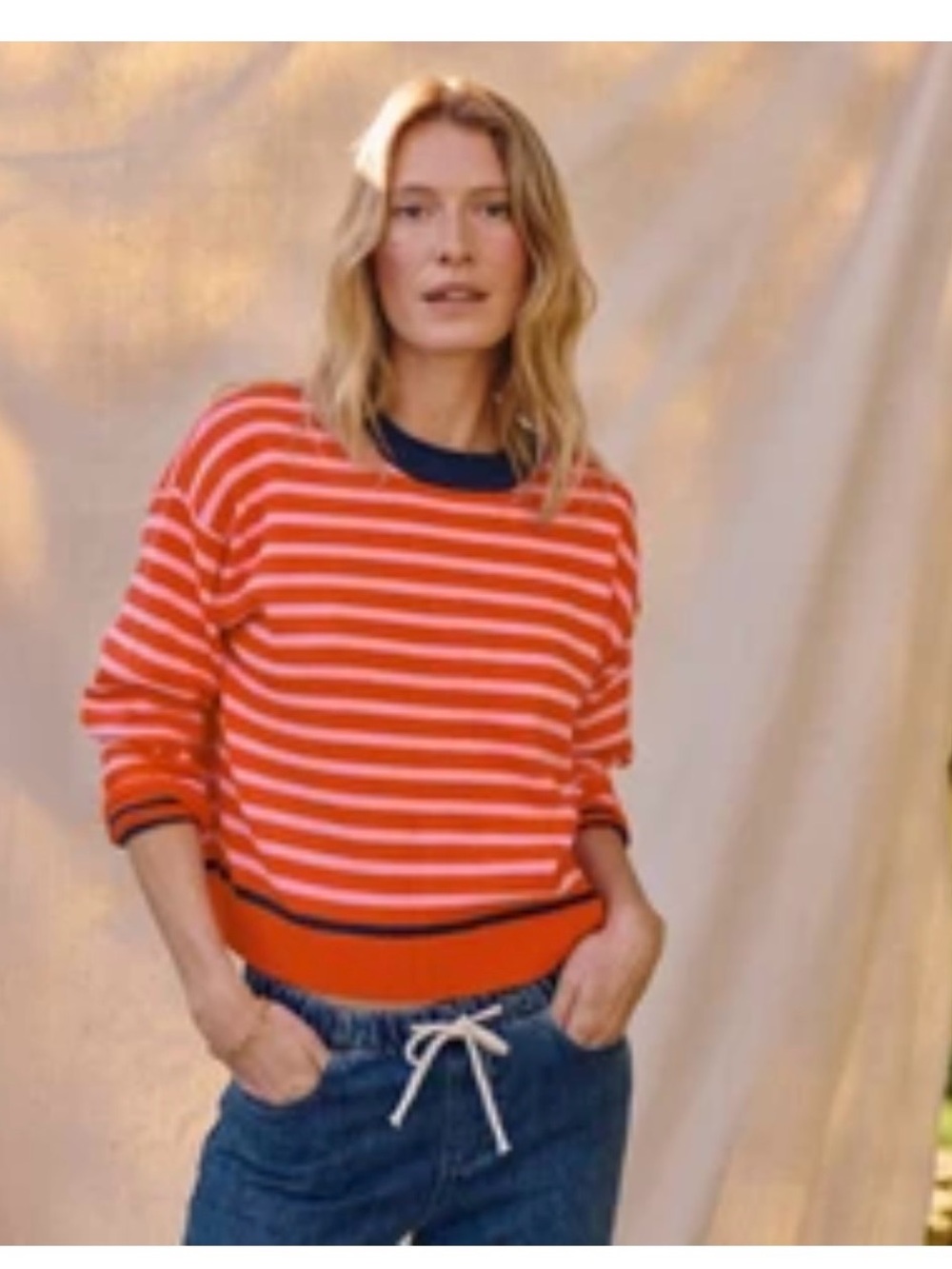 Marine Layer - Suki Rollneck Sweater - Rose Stripe - Size Medium